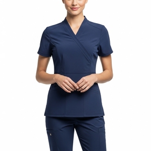 Uniformes de Hospital Personalizados Más Vendidos para Mujeres, Conjuntos de Uniformes Médicos de Enfermería con Cuello en V y Media Manga al por Mayor - Product Image 4
