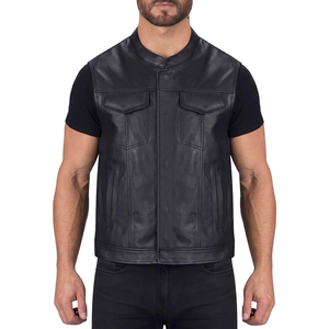 Gilet de moto en cuir pour homme, prix de gros 2025, qualité supérieure, gilet de motard en cuir - Product Image 1