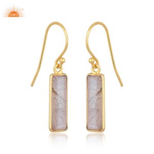 ที่ขายดีที่สุด 925 เงินสเตอร์ลิง 18K Gold Platedธรรมชาติลาบราดอร์อิตอัญมณีห้อยต่างหู Demi Fine ผู้ผลิตเครื่องประดับ - Product Image 2