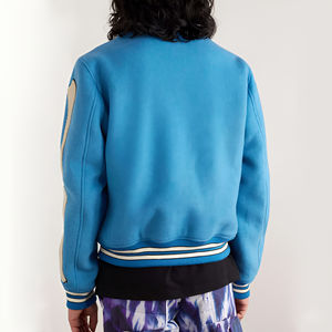 Fabricación 100% chaqueta universitaria transpirable con mangas de cuero de Color de contraste de alta calidad chaqueta universitaria hecha a medida para mujer - Product Image 3