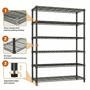 MZG Industrial Style Large 6-Tier Heavy Duty 2100 lbs Capacity Garage Storage Wire Shelving Unit <b>Rack</b> with Wheels - Product Image 2
