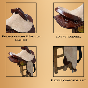 Silla de Montar Inglesa de Cuero Premium, Silla de Montar Occidental de Cuero Genuino, Equipo de Carreras para Caballos - Product Image 3