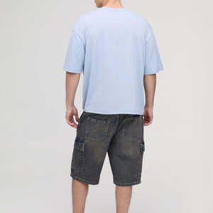 Pantalones Cortos de Mezclilla de Lona Tejida Clásica para Hombre, Cintura Media, Impermeables, Transpirables, con Bolsillos Laterales, 100% Algodón, Color Sólido - Product Image 3