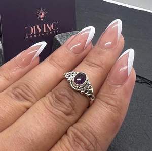 Anillo de piedra preciosa de amatista púrpura en plata de ley 925, regalo de Navidad para mujer - Product Image 1