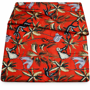 Tela Popelina con Estampado Animal Rojo, Venta al por Mayor, Tejido Transpirable 100% Algodón Orgánico Peinado, Ecológico para Niñas y Niños - Product Image 1