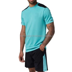 Chándal deportivo para gimnasio para hombre, ropa deportiva de secado rápido, traje de entrenamiento para correr con logotipo personalizado, conjunto de 2 piezas de camiseta y pantalones cortos - Product Image 1