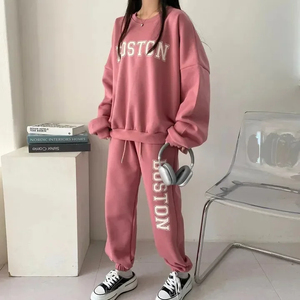 Sudadera con capucha informal al por mayor para mujer, conjunto de 2 piezas, Kimono deportivo con forro polar y cuello para Primavera, Otoño/Invierno, patrón sólido - Product Image 2