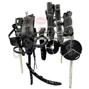 Ensemble de harnais de conduite de cheval en Nylon noir tirant le harnais de chariot de buggy de chariot de cheval pour des chariots tirés par des chevaux - Product Image 2