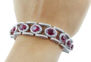 Pulsera de rubíes hermosa personalizada, Diamante de moissanita de Plata de Ley 925, regalo de boda perfecto para ella - Product Image 3