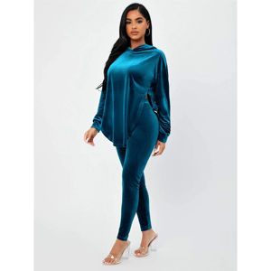 Survêtement en velours 2 pièces pour femmes survêtement zippé avec sweat-shirt respirant pantalon survêtement ensemble grande taille vêtements d'hiver - Product Image 5