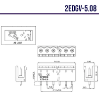 2EDG-5.08 3P Bornier à vis enfichable à 3 broches avec connecteur à broches droites pour PCB Marque nationale