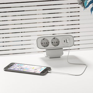 Pince de bureau prises de courant extension de bureau prises multiples pour bureau bureau à domicile blanc et noir - Product Image 4