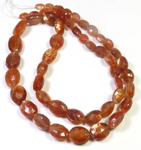 Alta calidad 17 \ "Strand Natural Sparkle Orange Sunstone 7-14mm Cuentas facetadas Gemas africanas sueltas inspiradas en cuentas de corte ovalado - Product Image 1