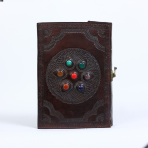 5 Libro encuadernado grande de cuero de piedra multicolor con piedras preciosas, Boceto hecho a mano 5 diario de piedra múltiple cuaderno diario de cuero - Product Image 3