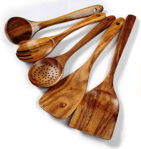 Juego de utensilios de cocina de madera de acacia, juego de servidor de ensalada de madera de 2 artículos de cocina únicos hechos a mano - Product Image 4