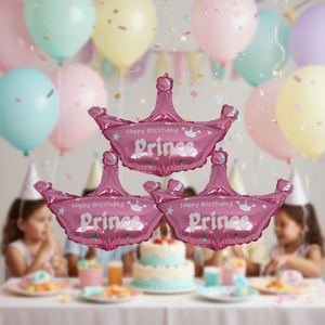 Ballon en aluminium Joyeux Anniversaire Couronne de Prince 40x42cm Décorations de fête - Product Image 3