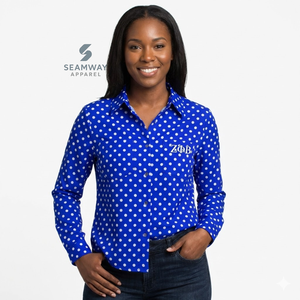Chemise habillée formelle pour femme Zeta Phi Beta Sorority, chemise boutonnée à col et devant boutonné, chemise tissée boutonnée - Product Image 6
