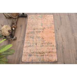 Vintage 1.8x3.5 ft Rug, Turkish Rug, <b>Brown</b> Moroccan <b>Wool</b> Rug - Product Image 1