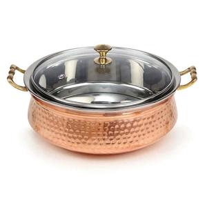 Casserole en cuivre martelé de qualité supérieure avec couvercle pour recettes traditionnelles, cuisine et service professionnels - Product Image 4