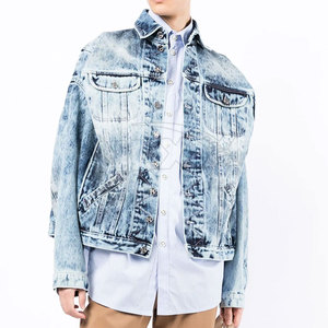 Vêtements d'hiver Jeans décontractés Vestes en jean de couleur unie Veste en jean boutonnée Vestes en jean pour hommes - Product Image 3