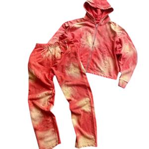 One Apex Chándal OEM Vintage Lavado Heavyweight Pantalones de chándal Sudadera con capucha Conjuntos Logotipo personalizado Hombres Bordado Rhinestone Chándales - Product Image 6