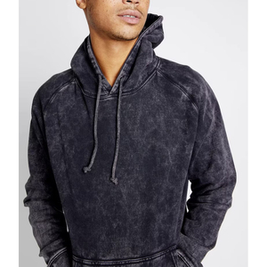 Sweat à capuche pour homme en coton mélangé, style vintage, délavé à l'acide, couleur unie, molleton épais d'hiver, respirant, séchage rapide, impression de logo personnalisée - Product Image 2