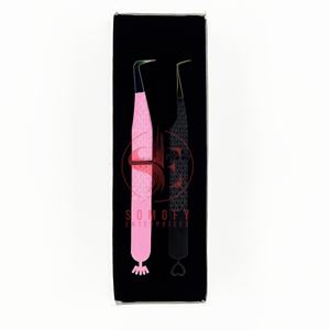 Pince à épiler d'extension de cils à pointe en micro-fibre Emballage personnalisé en acier inoxydable durable Pince à épiler à volume pointu - Product Image 1