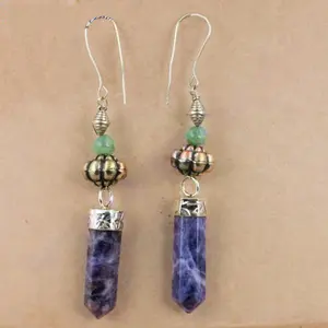 Boucles d'oreilles pendantes en argent 925 avec pierre de sodalite, pendentif religieux tendance, style goutte, pour cadeau de fête pour elle, avec perle en laiton - Product Image 1