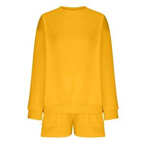 Conjunto corto Casual Cuello redondo Conjuntos de sudadera de alta calidad y conjunto de pantalones cortos para mujer - Product Image 3