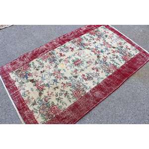 Tapis d'appoint vintage 3,7x6,1 pieds, tapis abstrait rouge turc - Product Image 3