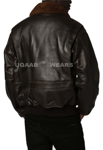 Chaqueta de piel de oveja genuina para hombre con cuello de piel de oveja extraíble Chaqueta de moda OEM estilo bombardero de Aviador volador informal - Product Image 3