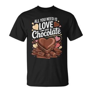 T-shirt promozionale con stampa 'All You Need Is Love and Chocolate Candy Heart Sweets' - Product Image 1