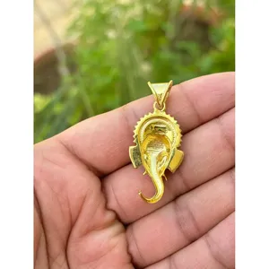 Pendentif Ganesh en argent 925 fait main avec motif or rose, plaqué rhodium, bijoux en cristal de style religieux pour cadeau - Product Image 2