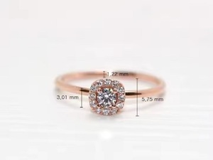 14K oro sólido VS1 Lab Grown Halo solitario diamante blanco anillo de compromiso anillo de bodas con detalles en oro rosa - Product Image 6