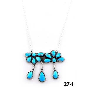 Collar Hecho a Mano Estilo Suroeste con Plata de Ley y Turquesa, Diseño de Flor, Ancla y Cuentas Numéricas, Cadenas Clásicas para Regalos - Product Image 2