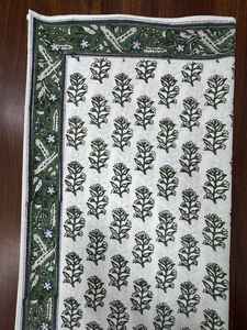 Mantel de algodón Floral de lujo Evergreen Grace, elegante estampado de bloque indio hecho a mano, Color personalizado para comedor, boda, cocina - Product Image 4