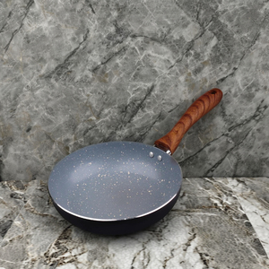 Poêle à frire antiadhésive à revêtement en marbre à 3 couches de la série Chef Granito 26cm Poignée en bois de texture en marbre gris Design moderne écologique - Product Image 2