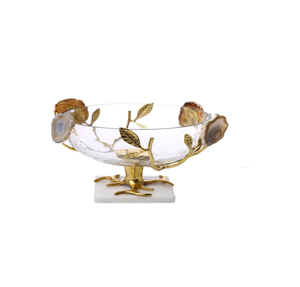 Bol en acier personnalisé de haute qualité piédestal en métal bol à fruits pour logo de décoration de table pour support de feuille en métal et laiton - Product Image 4