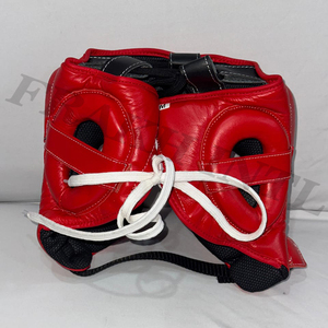 Fabrication d'usine sur mesure en cuir véritable rouge gagnant boxe joue tête garde MMA Kickboxing Protection du visage couvre-chef - Product Image 6