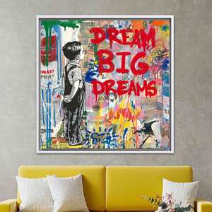 Impression sur toile d'art graffiti moderne : Dream Big Dreams, 1P Whiteframedcanvas - Product Image 1