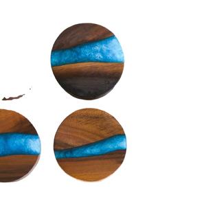 Ensemble de sous-verres ronds en bois et résine, vente chaude 2026, décoration de table, sous-verres en bois et résine, cadeau de pendaison de crémaillère pour une nouvelle maison - Product Image 1