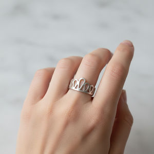 แหวนมงกุฎหัวใจประดับเงิน - ดีไซน์หัวใจฉลุลาย - Product Image 2