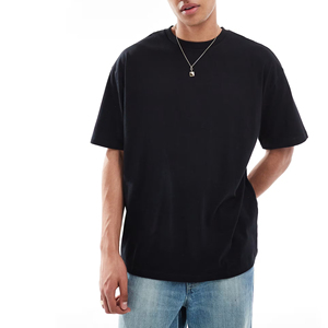 Vente en gros T-shirt personnalisé pour hommes 100% coton doux Tissu tricoté de qualité long et surdimensionné et uni - Product Image 1