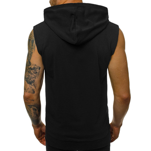Most Demanding Customized Design Men Blank Full Zip <b>Up</b> Gym Wear Sleeveless Hoodie With Front Pockets For Sale - Product Image 3
