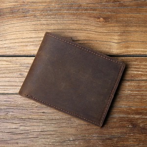 Cartera de cuero genuino italiano personalizada de lujo para hombres cierre plegable corto RFID característica bordado cuero curtido vegetal - Product Image 4