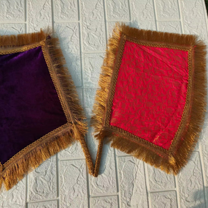 Abanico Tradicional Hecho a Mano/Pakhi/Pankhi con Mango de Madera, Abanicos de Terciopelo Elegantes para Bodas, Mehndi, Dholki, Decoración del Hogar - Product Image 1