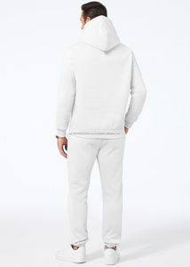 ชุดวอร์มผ้าฝ้ายเนื้อนุ่มสีเขียวมะกอก 450GSM สำหรับงานพิมพ์พัฟ  แบบมีฮู้ดและกางเกงขายาว  ลายเรียบ  สำหรับผู้ชาย  ใส่ได้ในฤดูหนาว - Product Image 2