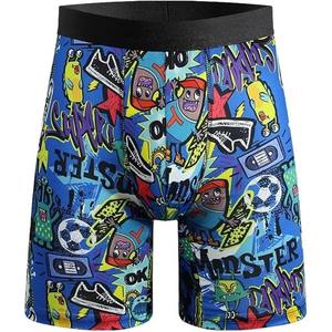 High Quality <b>Men's</b> Athletic Underwear <b>Long</b> Leg Trunks <b>Boxer</b> Briefs Classic Rise 90% Polyester 10% Spandex Knitted Fabric - Product Image 5