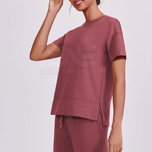Comfortable Women <b>Summer</b> Tracksuit Casual Sports <b>Outfit</b> Solid 100% Cotton Breathable Eco-Friendly High Quality <b>2</b> <b>Piece</b> Long Set - Product Image 6