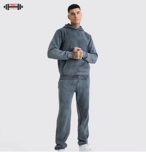 2025 Wholesale Winter Men's Acid Wash <b>Tracksuit</b> Custom Logo OEM Service 100% Cotton Windproof Heavyweight - Product Image 2